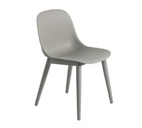 Muuto Chaise Fiber Side Chair avec pieds en bois Grey (plastic)