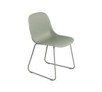 Muuto Chaise Fiber structure acier assise plastique Dusty green-Green