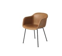 Muuto Chaise Fiber - Structure tubulaire - Cuir cognac - Structure noire