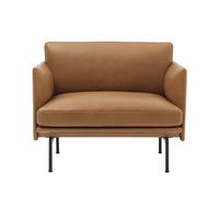 Muuto Chaise Outline base noire Refine leather cognac-Black