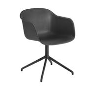 Muuto Fiber armchair avec base pivotante noir