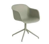 Muuto Fiber armchair avec base pivotante vert poudreux