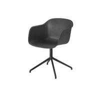 Muuto Fiber armchair chaise de bureau avec base pivotante Black-anthracite black base