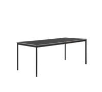 Muuto Table Base carrée - linoléum noir - noir - Bord en contreplaqué - XL