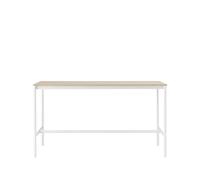 Muuto Table de bar Base High oak. structure blanche. bord en contreplaqué. l85 L190 H105