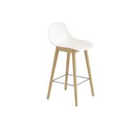 Muuto Tabouret de bar avec dossier Fiber - Structure en bois - Blanc - Structure Chêne - H75