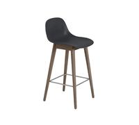 Muuto Tabouret de bar Fiber avec dossier 65 cm Black-pieds lasurés marron foncé