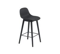 Muuto Tabouret de bar Fiber avec dossier 65 cm Black-pieds noirs