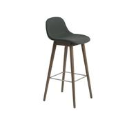 Muuto Tabouret de bar Fiber avec dossier 65 cm Twill weave 990 dark green-pieds en chêne lasuré marron