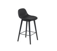 Muuto Tabouret de bar Fiber avec dossier 75 cm Cuir black-pieds noirs