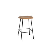 Muuto Tabouret de bar Fiber - Structure tubulaire - Cuir cognac - Structure noire