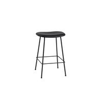 Muuto Tabouret de bar Fiber - Structure tubulaire - Cuir noir - Structure noire