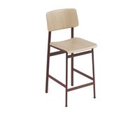 Muuto Tabouret de bar Loft - chêne / rouge profond - Hauteur d'assise 65 cm