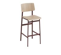 Muuto Tabouret de bar Loft - chêne / rouge profond - Hauteur d'assise 75 cm