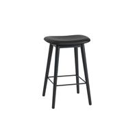 Muuto Tabouret Fiber counter 65 cm cuir black. pieds noirs