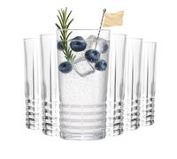 MUVELL Lot de 6 verres Longdrink “Finland” - 370 ml - verres à latte macchiato et à eau - verre épais 3 mm - parfaits pour cocktails, matcha ou boissons froides - résistants