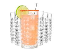 MUVELL Lot de 6 verres Longdrink “Mexico” - 320 ml - verres à latte macchiato et à eau - verre épais 3 mm - parfaits pour cocktails, matcha ou boissons froides - résistants