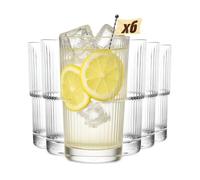 MUVELL Lot de 6 verres Longdrink “Norway” - 480 ml - verres à latte macchiato et à eau - verre épais 3 mm - parfaits pour cocktails, matcha ou boissons froides - résistants