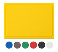 MUVELL Planche à découper en plastique PE-HD Blanc, 45x30x2 cm, passe au lave-vaisselle, extra épaisse, n'abîme pas les couteaux bac à jus (Jaune, 45x30x2 cm)