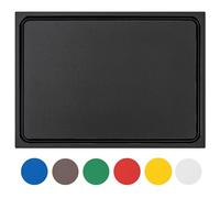 MUVELL Planche à découper en plastique PE-HD Noir, 35x25x2 cm, passe au lave-vaisselle, extra épaisse, n'abîme pas les couteaux bac à jus