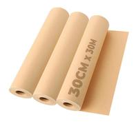 MUXHEL Lot de 3 rouleaux de papier kraft - 65 g/m² - 30 cm x 30 m - Marron - Papier recyclé naturel - Rouleau de papier kraft pour papier cadeau, fleurs et projets de bricolage