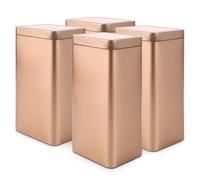 MUXHEL Lot de 4 boîtes à thé carrées classiques - 500 g - 18 x 9,5 x 7,5 cm - Boîtes à thé pour thé en vrac - En métal - Boite a the vrac - Boite a the Idéales comme boîte à café ou à épices