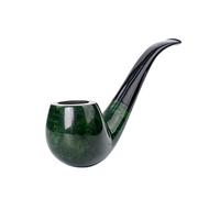 MUXIANG Briar Pipe à tabac courbée en bois de briar, faite à la main, vert, filtre de 9 mm, nettoyant, grattoir, passoire, pinceau, sac, support, support, couteau, batteur