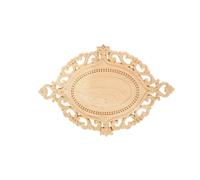 MUXSAM 1Pc en Bois Massif Sculpté Ovale Coin Onlay Applique Non Peint Décalque de Sculpture Meubles Cadre Décoratif 22x14,5cm