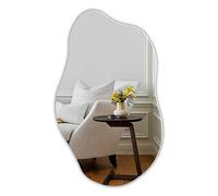 Muzilife Grand miroir asymétrique sans cadre à suspendre, grand miroir mural irrégulier avec panneau arrière en MDF 50x85 cm, miroir décoratif pour mur, salon, salle de bain, entrée, décoration