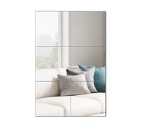 Muzilife Lot de 6 carreaux de miroir autocollants en verre - 26 x 26 cm - Miroir mural avec 24 adhésifs à coller - Kit de miroir HD pour cuisine, salon et salle de bain