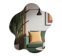 Muzilife Miroir asymétrique sans cadre à suspendre, 58 x 70 cm, grand miroir mural irrégulier avec panneau arrière en MDF, miroir décoratif pour mur, salon, salle de bain, couloir, entrée, décoration