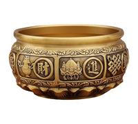 Muzrunq Bol à argent 4, 7 x 2, 5" Bol en laiton avec base de lotus de prospérité Décoration Feng Shui chinoise en cuivre pour autel bureau et bureau à domicile argent en laiton Décor