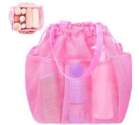 Muzrunq Mesh Shower Caddy 10x10x11 Sac de Douche à Mailles Fins multipockage avec Fermeture et fourre-Tout Sac de Douche Portable Polyvalent pour Voyage, Salle de Sport, dortoir, Plage