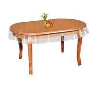 Muzrunq Protège-Table Transparent, imperméable en PVC, antidérapant et résistant à la Chaleur, pour la Maison et Le Restaurant, Ovale, 152 x 228 cm