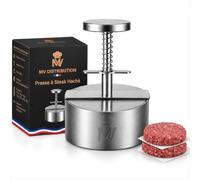 MV Distribution Presse Steak Haché en Acier Inoxydable 304, Moule Steak Haché Réglable 100 à 400 g avec Graduation Gravée, Smash Burger Press pour Burgers Maison, ustensiles pour Barbecue