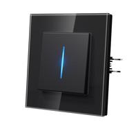MVAVA Interrupteur Mural avec Griffes, Verre Interrupteur Connecté, Modern Interrupteur Avec Voyant Lumineux,Facile à Installer, 1 Gang 2 Way,Noir, 86mm