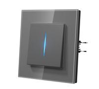 MVAVA Interrupteur Mural avec Griffes, Verre Interrupteur Connecté, Modern Interrupteur Avec Voyant Lumineux,Facile à Installer, 1 Gang 1 Way,Gris, 86mm