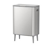 mVm Poubelle Cuisine 65L, avec Tri Sélectif Intégré, Comprend Seau Amovible, en Acier Inoxydable, Anti-traces de doigts, Support Détachable, Facile à nettoyer, Idéal pour Cuisine, Bureau et Salon