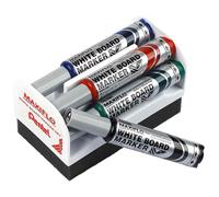 Pentel Brosse magnétique Maxiflo MWL5S – 4 marqueurs pointe conique moyenne Noir/Bleu/Rouge/Vert