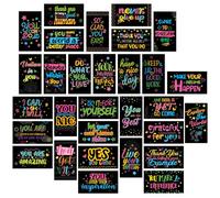 MWOOT 90 Pièces Cartes Motivationnelles Inspirational Cards, Cartes Vœux d'Encouragement pour Bureau École Lieu Travail, Cartes Visite Petites Cartes Remerciement Inspirantes (30 Styles, Foncé)