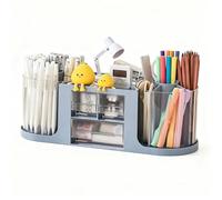 Mxdzshy Organiseur de Bureau Rotatif à 360 Pot à Crayon Rotatif 14 Compartiments Porte Stylos de Bureau Faire Tourner Pot Crayon Rangement Stylo Pour Papeterie Maquillage L'artisanat (Bleu)
