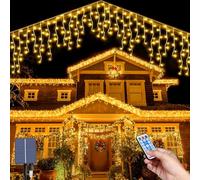 MXJFYY Solaire Rideau Lumineux Exterieur, 6M Icicle String Lights, 44pcs*0.8M 264LEDs Guirlande Étanche Lumineux Icicle avec 8 modes, télécommande, intérieur Fenêtre Noël Mariage Jardin