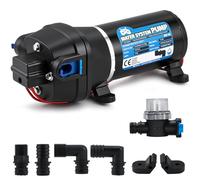 Mxmoonant 12V DC Pompe à eau Automatique, 2.8Bar, 132W, 17L/Min, Auto-amorçage, Protection Contre les Surcharges, Pompe Membrane pour Caravane, Camping Car, Bateau, Lavage, Irrigation, Circulation