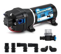 Mxmoonant 24V DC Pompe à eau Automatique, 2.8Bar, 132W, 17L/Min, Auto-amorçage, Protection Contre les Surcharges, Pompe Membrane pour Caravane, Camping Car, Bateau, Lavage, Irrigation, Circulation