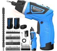 MXMZHXU Jeu de tournevis sans fil 8 V avec 2 piles 2000 mAh, max 10 N · m | Poignée rotative à 180°, lumière LED et 47 accessoires, kit de tournevis électrique pour bricolage, réparation de maison et