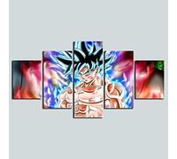 Mxsnow 5 Peintures sur Toile en Bois Encadrer Murale Impressions sur Toie Imprime Photos Affiche Peinture Abstraite Cuadros sur Toile Anime Goku Dragon Ball