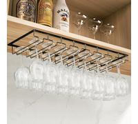 MXTIMWAN 4 Rangs Support pour Verre à Vin en Métal, 2 pièces Support Verre Suspendu, Support Sous Armoire Avec Vis, pour Home Bar, Cuisine, Restaurant, Café