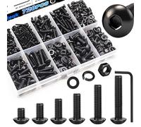 mxuteuk Assortiment de 720 vis M3, vis métriques M3 6/8/10/12/16/20 mm, alliage d'acier de qualité 10,9, vis à tête hexagonale métrique, écrous et rondelles plates pour impression 3D