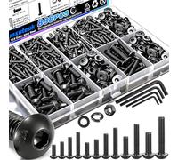 mxuteuk Assortiment de 888 vis métriques M2, M3, M4, M5, en alliage d'acier 10,9, vis cylindriques hexagonales, écrous et rondelles, assortiment pour impression 3D
