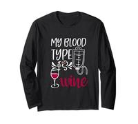 My Blood Type is Wine Nurse Design Sarcastique Amateur de vin Manche Longue
